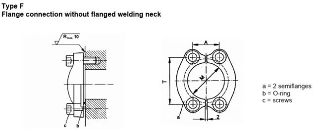 SAE Flange Coupling type F connection without flanged welding neck