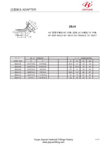 E45 BSP Pria 60 JIC Swivel Fittings
